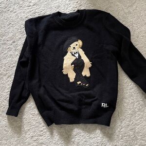 Black Sweater with Bear Design